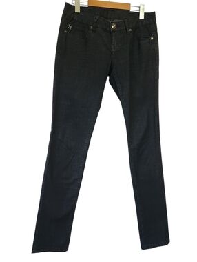 Guess Dark Indigo McBling Skinny Jeans Low Rise Daredevil Rinestone Script Sz 28